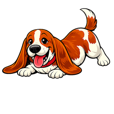 Curious Bill - A clever Basset Hound with a green collar